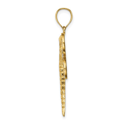 14k Yellow & Rhodium Gold Diamond-cut White Rhodium Dragonfly Pendant