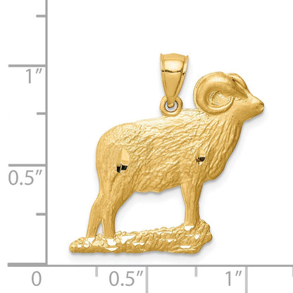 14k Yellow Gold D/C Ram Pendant