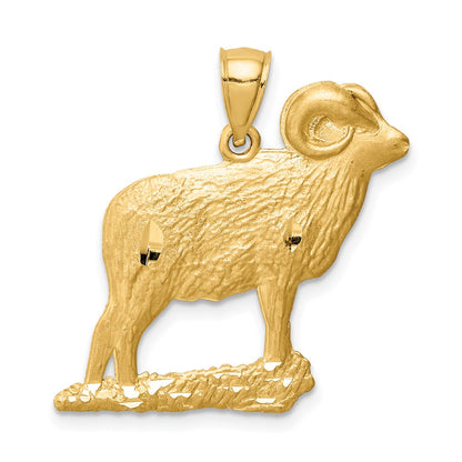 14k Yellow Gold D/C Ram Pendant