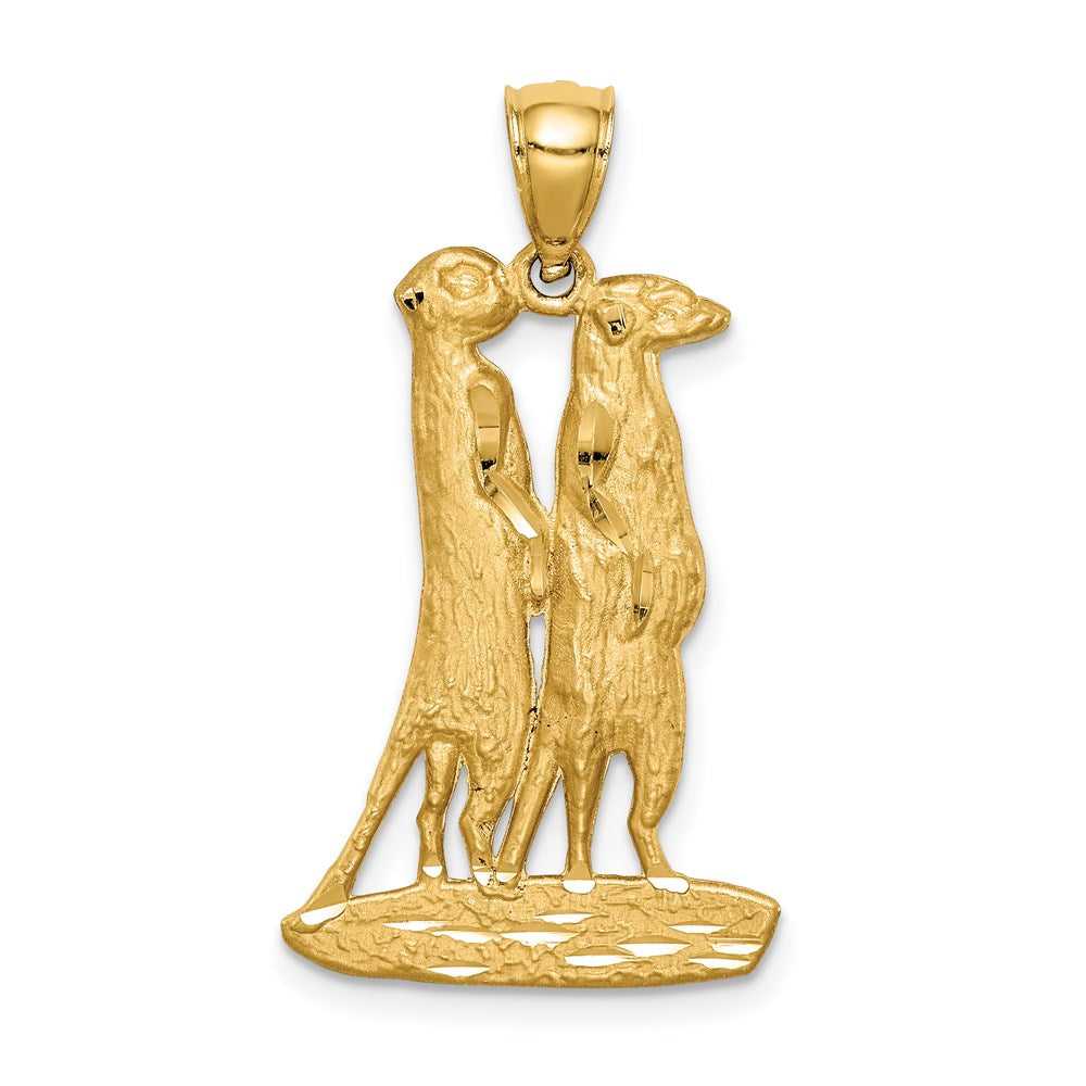 14k Yellow Gold Diamond-cut Meerkat Pendant