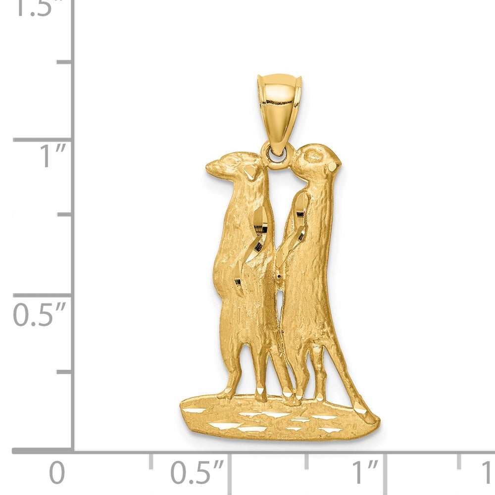 14k Yellow Gold Diamond-cut Meerkat Pendant