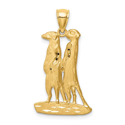 14k Yellow Gold Diamond-cut Meerkat Pendant