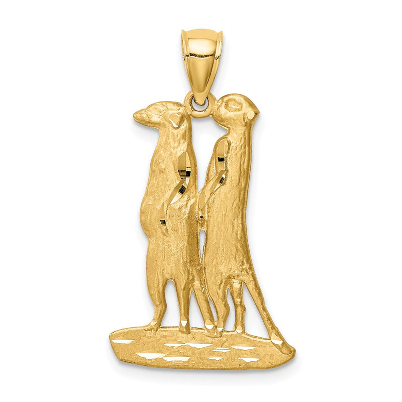 14k Yellow Gold Diamond-cut Meerkat Pendant