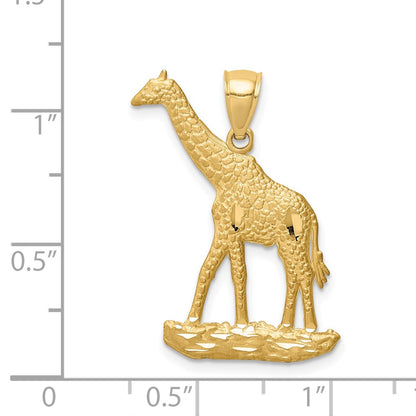 14k Yellow Gold Diamond-cut Giraffe Pendant