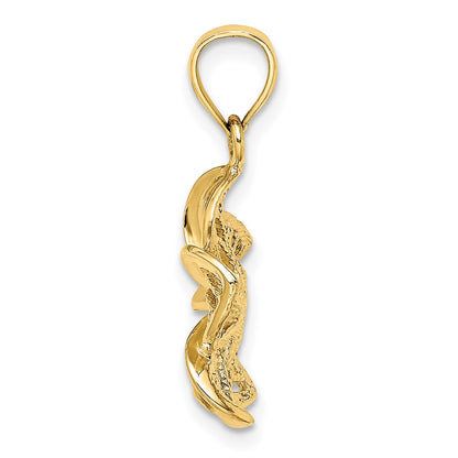 14k Yellow Gold Beaded and Polished Plumeria Flower Charm