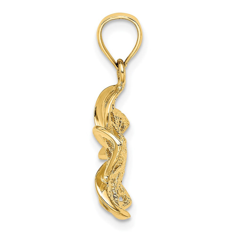 14k Yellow Gold Beaded and Polished Plumeria Flower Charm