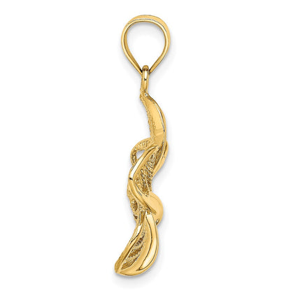 14k Yellow Gold Polished and Beaded Plumeria Flower Charm
