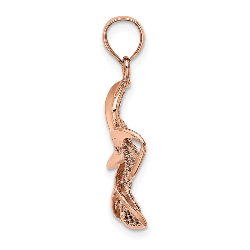 14k Rose Gold Polished and Beaded Plumeria Flower Charm