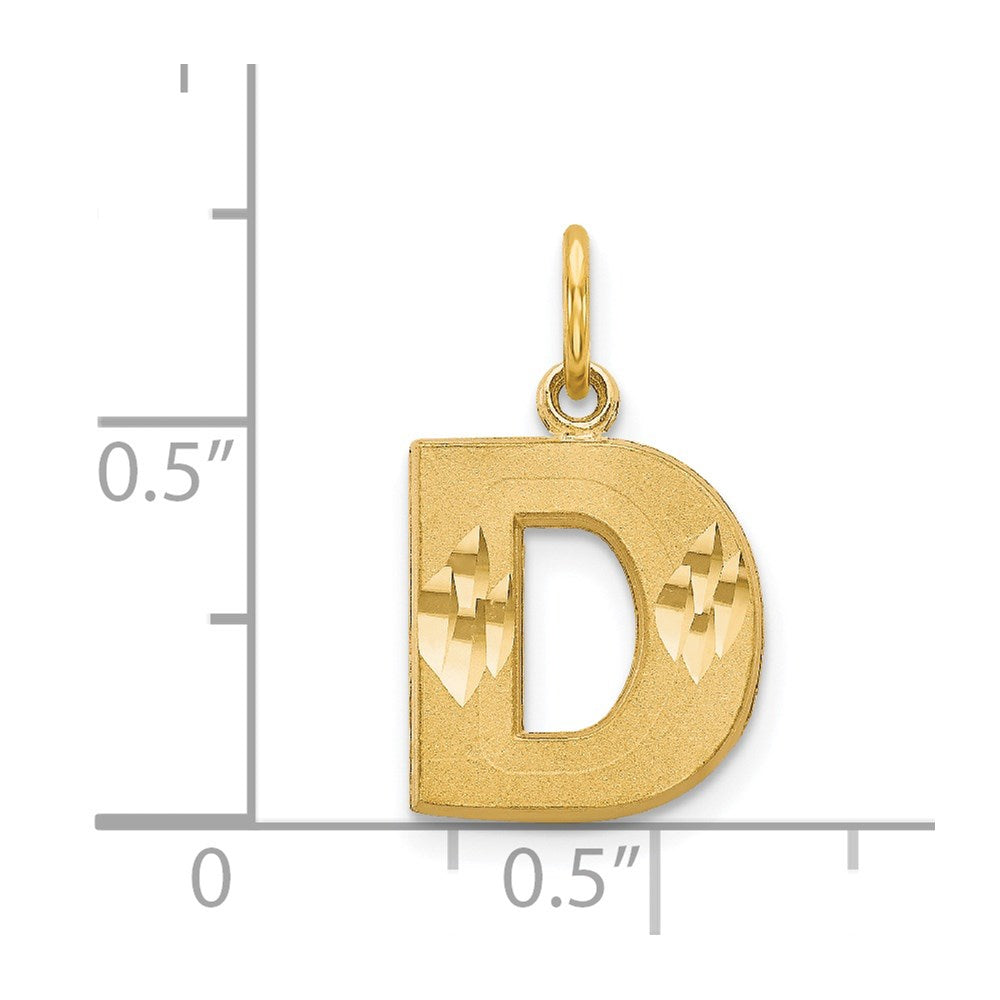 14k Yellow Gold Letter D Initial Charm