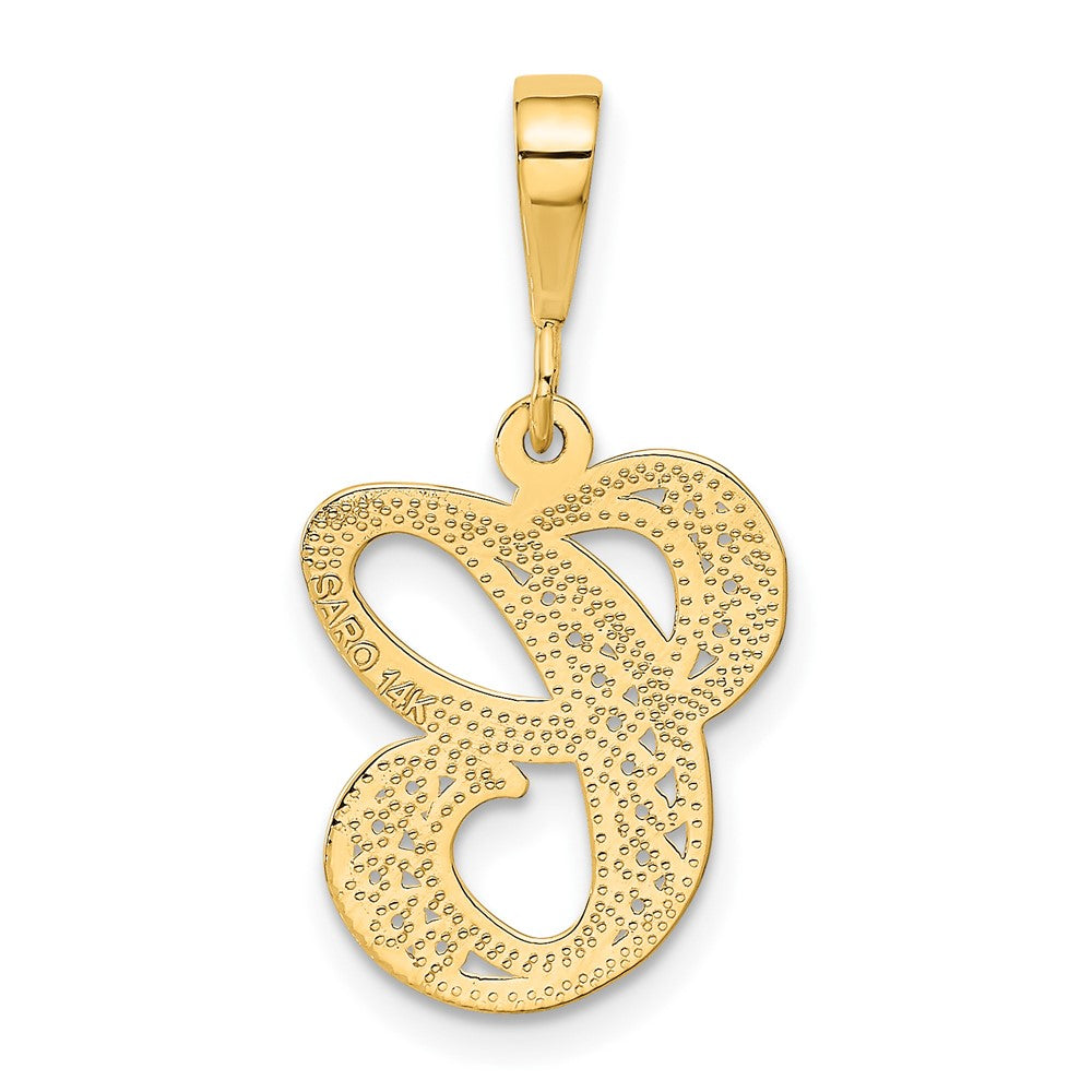 14k Yellow GoldY Polished Script Filigree Letter C Initial Pendant