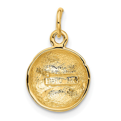 14k Yellow Gold Baseball Charm