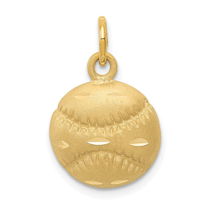 14k Yellow Gold Baseball Charm