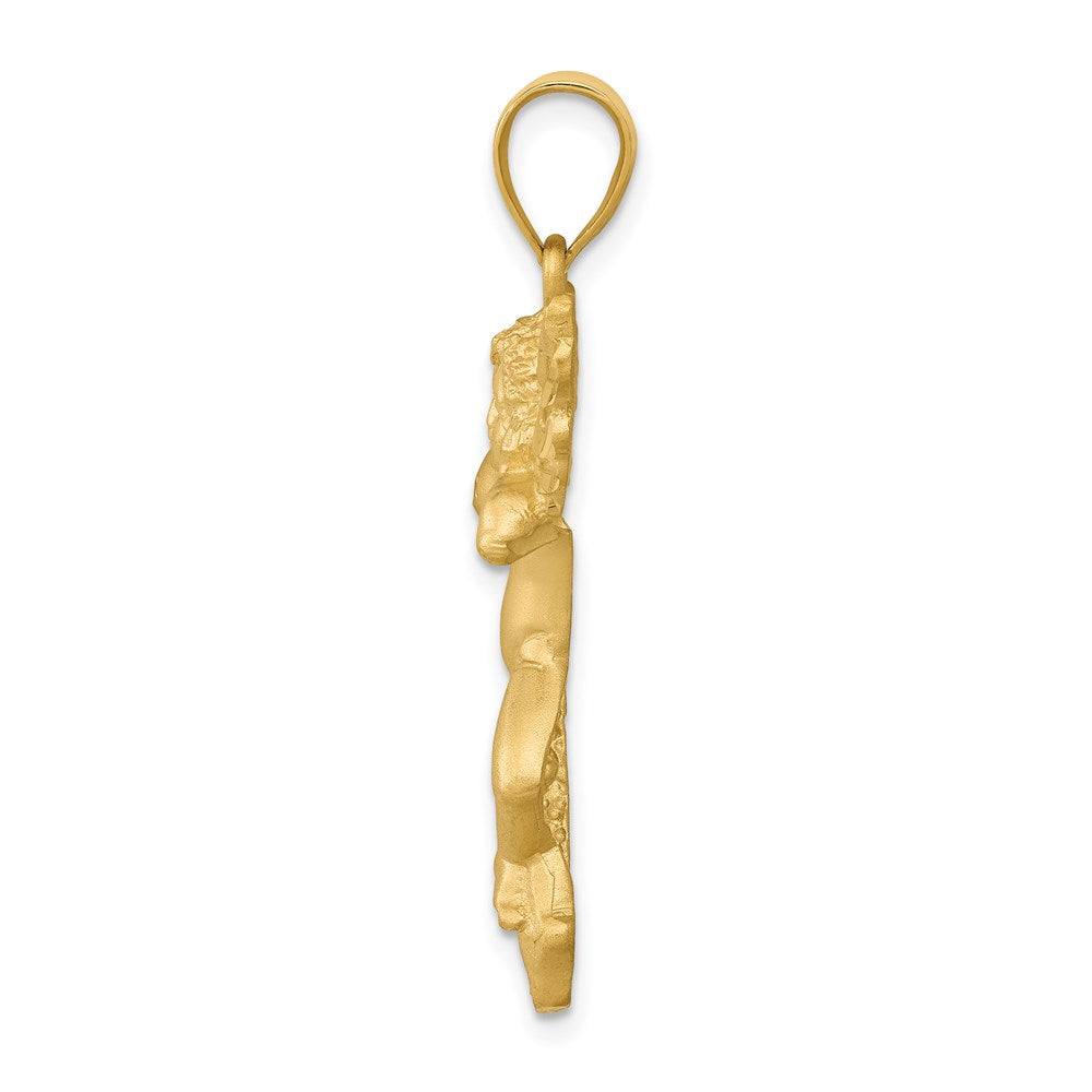 14k Yellow Gold Satin Angel Pendant