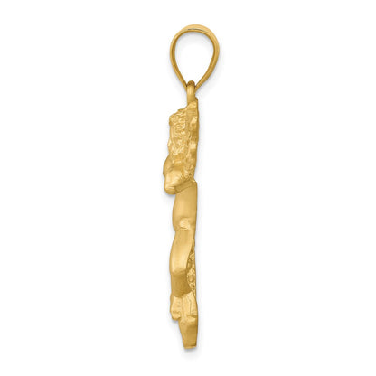 14k Yellow Gold Satin Angel Pendant