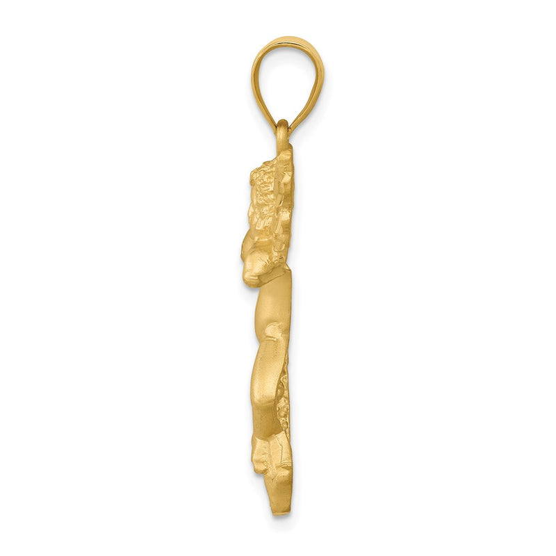 14k Yellow Gold Satin Angel Pendant