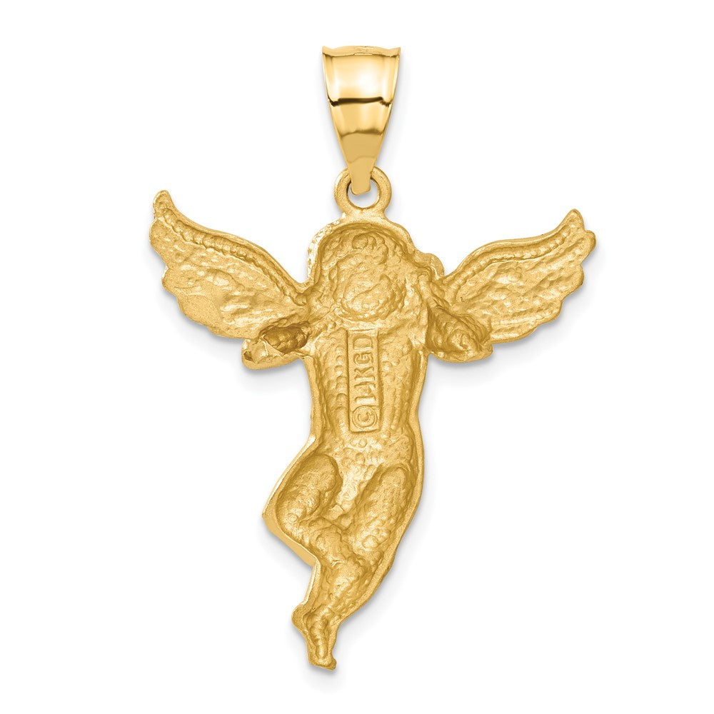 14k Yellow Gold Satin Angel Pendant