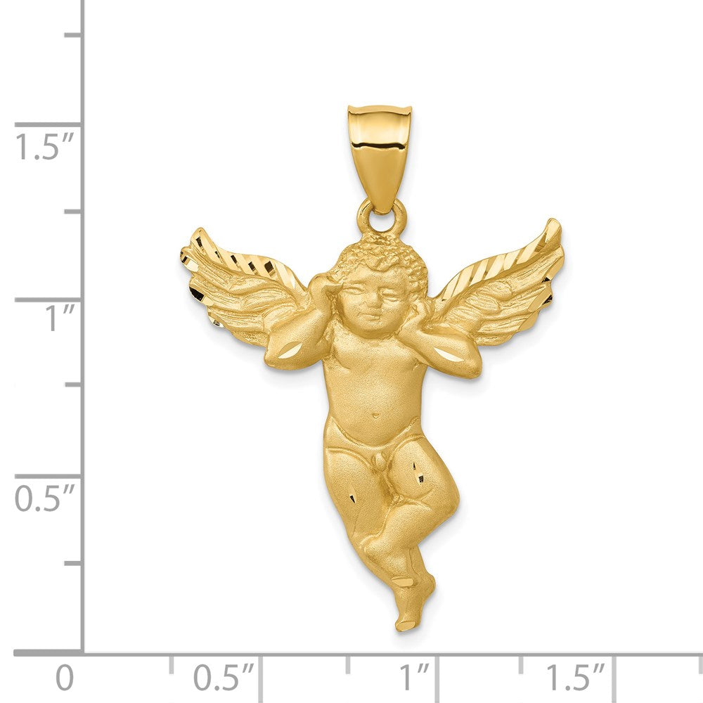 14k Yellow Gold Satin Angel Pendant