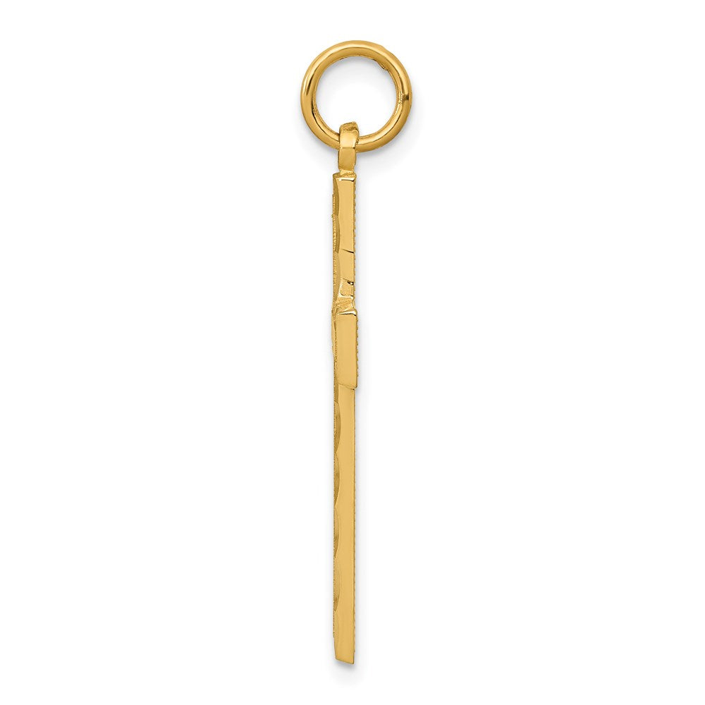 14k Yellow Gold Diamond-cut Cross Charm