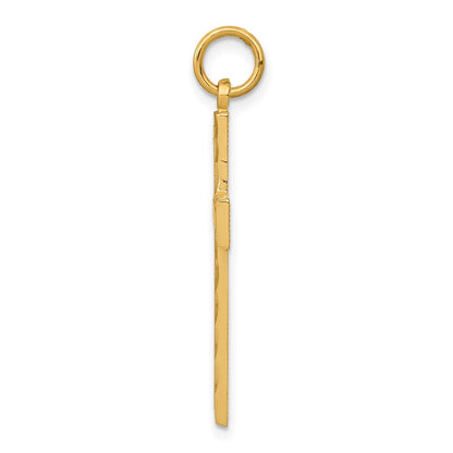 14k Yellow Gold Diamond-cut Cross Charm