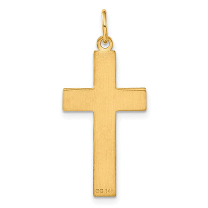 14k Yellow Gold Diamond-cut Cross Charm