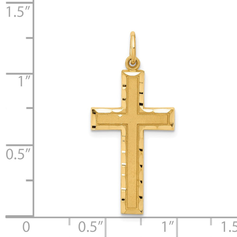 14k Yellow Gold Diamond-cut Cross Charm