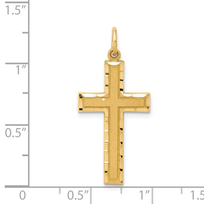 14k Yellow Gold Diamond-cut Cross Charm