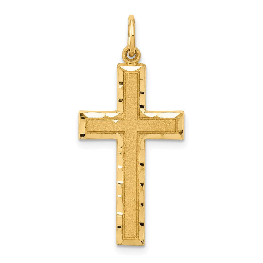 14k Yellow Gold Diamond-cut Cross Charm
