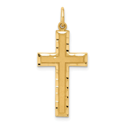 14k Yellow Gold Diamond-cut Cross Charm
