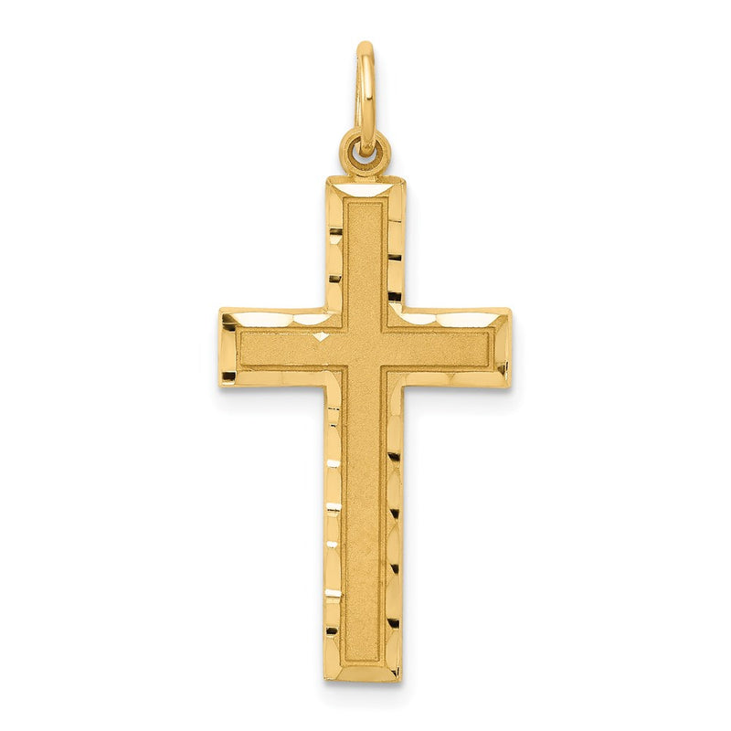 14k Yellow Gold Diamond-cut Cross Charm
