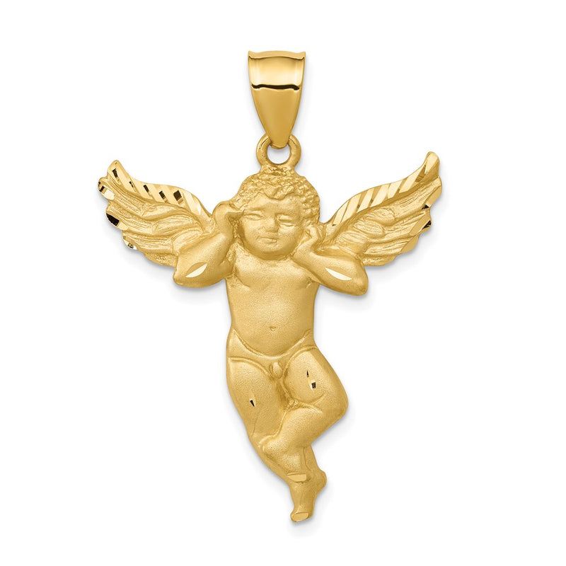 14k Yellow Gold Satin Angel Pendant