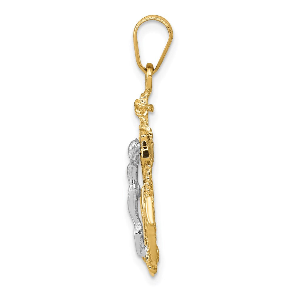 14k Two-tone Gold Mariners Cross Pendant