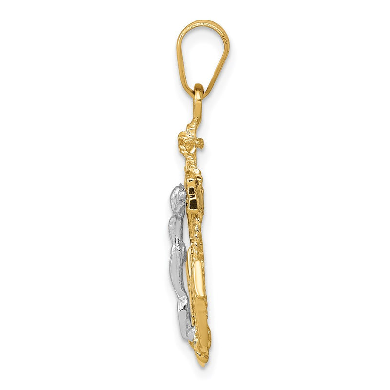 14k Two-tone Gold Mariners Cross Pendant