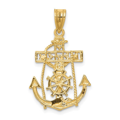 14k Yellow Gold Mariners Cross Pendant