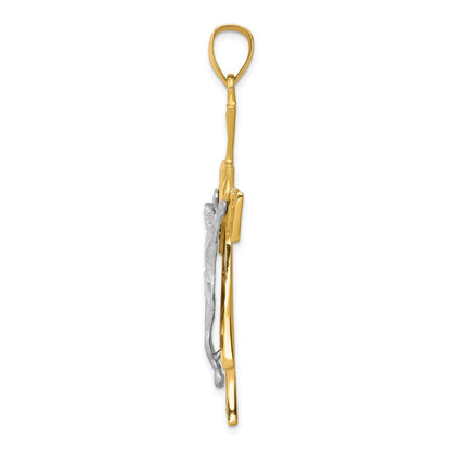 14k Two-tone Gold Crucifix Pendant
