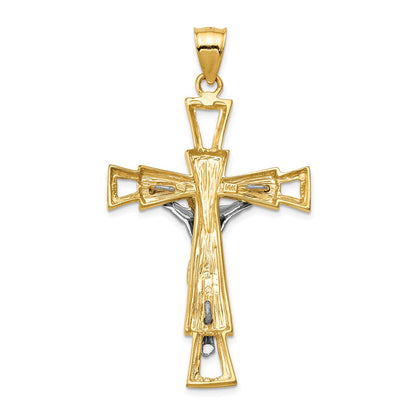 14k Two-tone Gold Crucifix Pendant