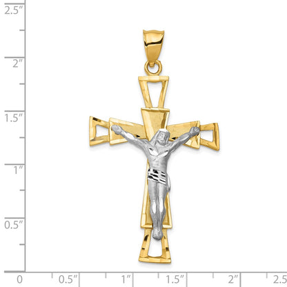 14k Two-tone Gold Crucifix Pendant
