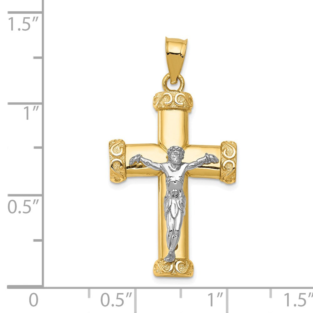 14k Two-tone Gold Crucifix Pendant