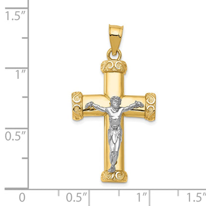 14k Two-tone Gold Crucifix Pendant