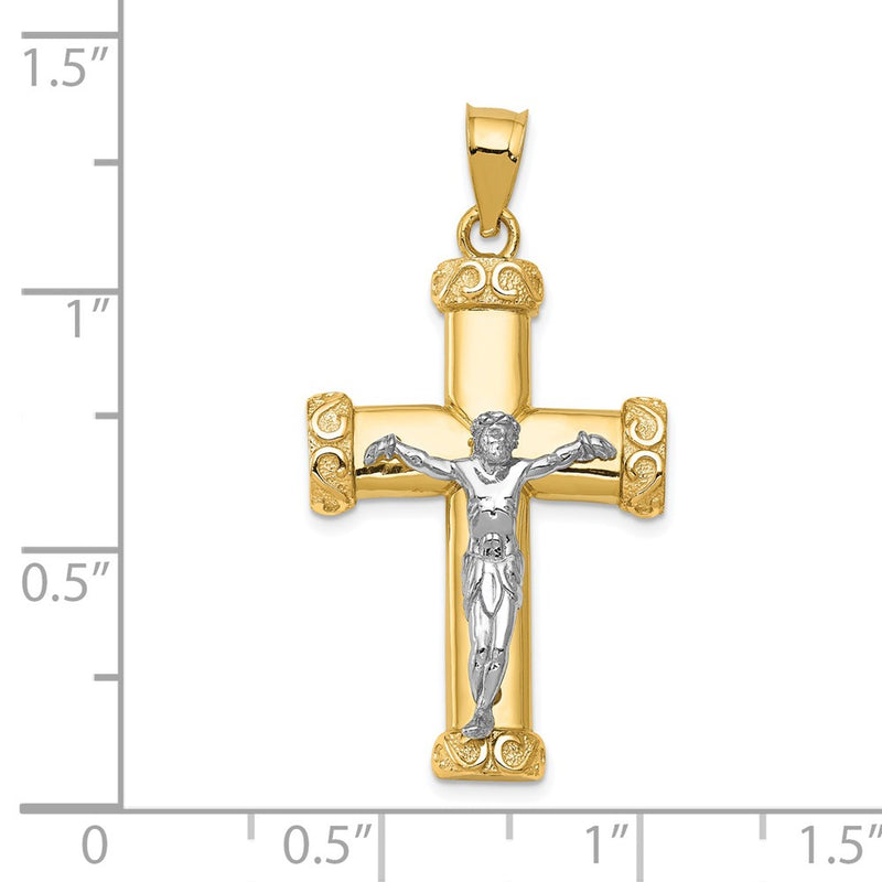 14k Two-tone Gold Crucifix Pendant