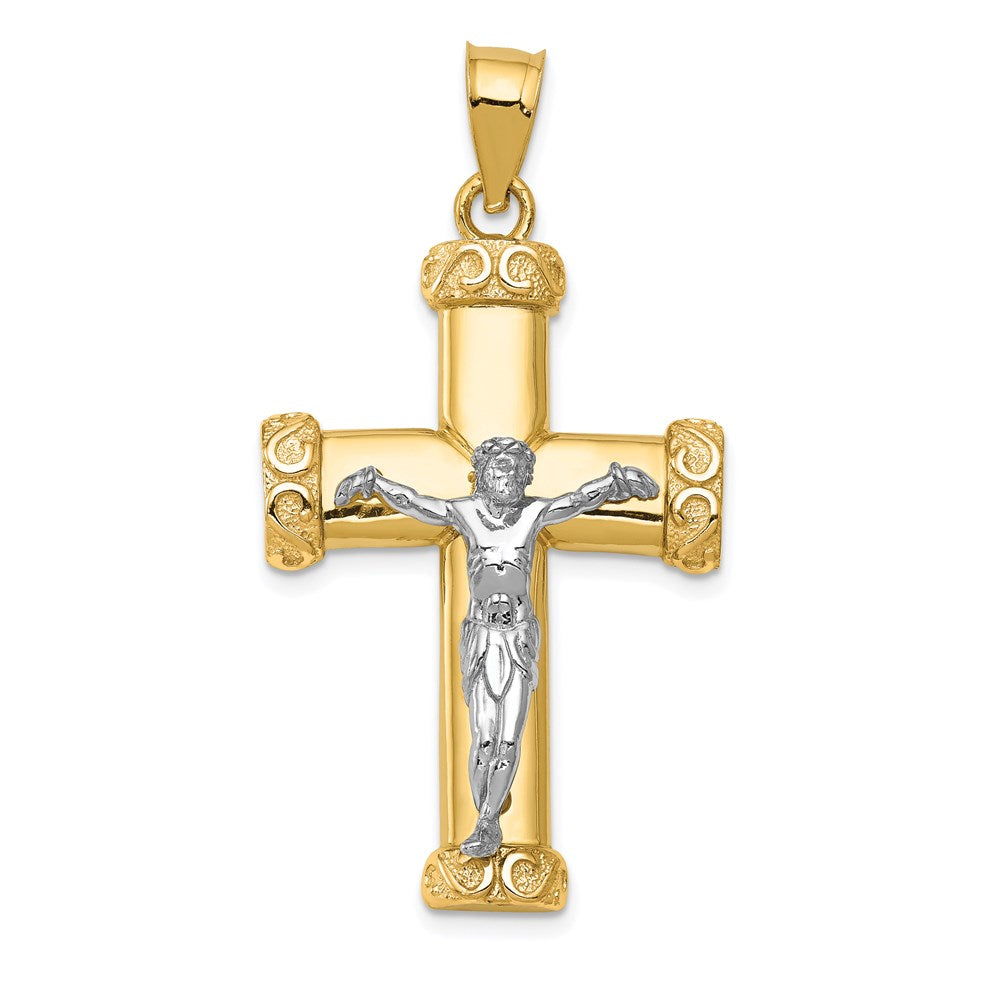 14k Two-tone Gold Crucifix Pendant