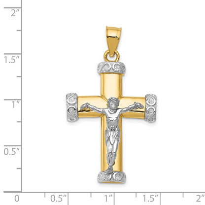 14k Two-tone Gold Crucifix Pendant
