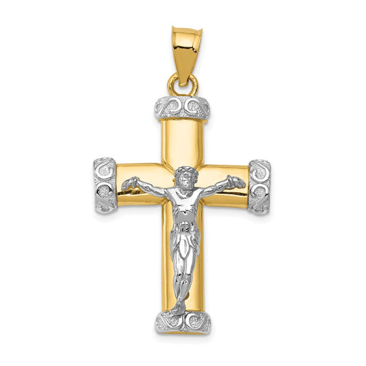 14k Two-tone Gold Crucifix Pendant
