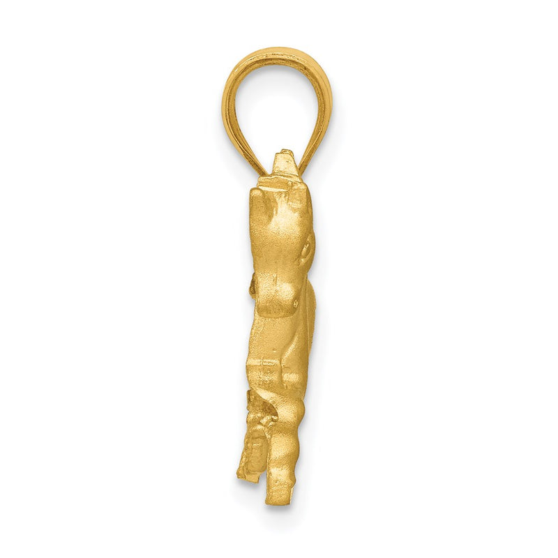 14k Yellow Gold Satin Diamond-cut Horse Pendant