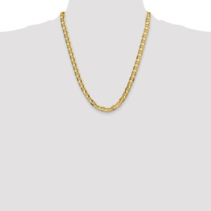 Solid 14K Yellow Gold 8mm Concave Anchor Chain Necklace