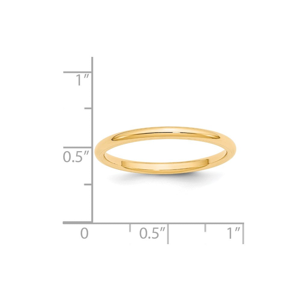 Solid 14K Yellow Gold 2mm Standard Comfort Fit Men's/Women's Wedding Band Ring Size 14
