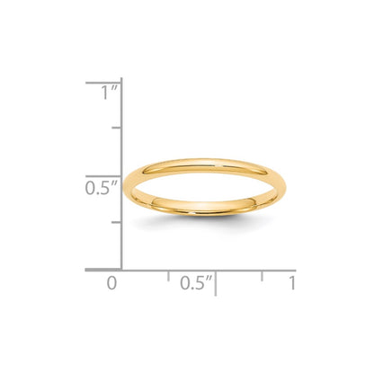 Solid 14K Yellow Gold 2mm Light Weight Comfort Fit Men's/Women's Wedding Band Ring Size 5.5