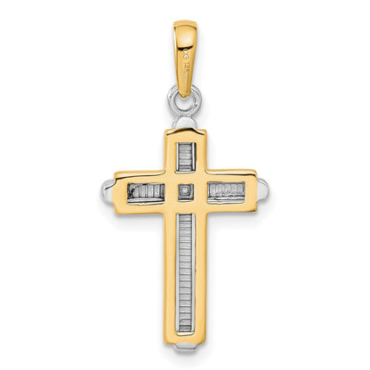 14k Two-tone Gold Cross Pendant