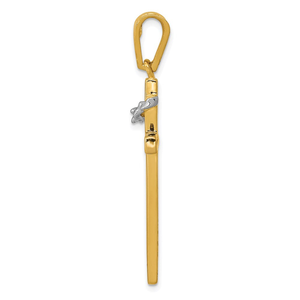 14k Two-tone Gold Two-tone Gold Cross w/Crown of Thorns Pendant