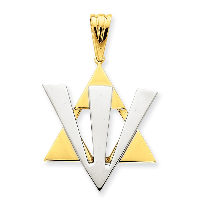 14k Two-tone Gold Fancy Star of David Pendant