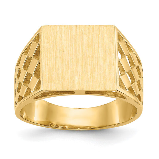 14K Yellow Gold 12.0x12.5mm Open Back Men's Signet Ring